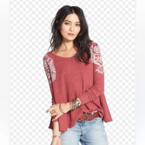 Free People We The Free Woman's Floral Print Thermal Top Size Small Boho